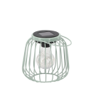 Lampion solar verde mentă din metal, 15 cm