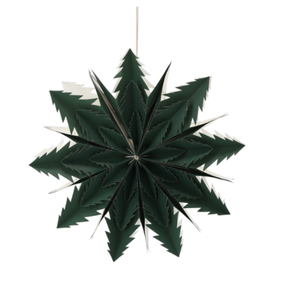 Stea decorativă din hârtie verde cu două straturi, 50 cm