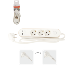 Prelungitor Schuko cu trei prize și întrerupător - 2 porturi USB, 1,5 m, alb