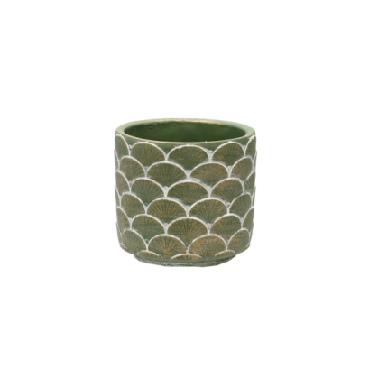 Suport de flori din ciment verde-auriu - 13,5 x 13,5 x 13 cm
