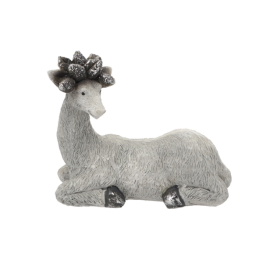 Figurină Bożonar - ren cer gri întins, 17,5 x 8,5 x 15 cm, Set de 4 buc