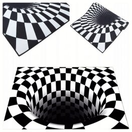 3D optikai illúziós lábtörlő – "fehér lyuk" minta – 60x40 cm