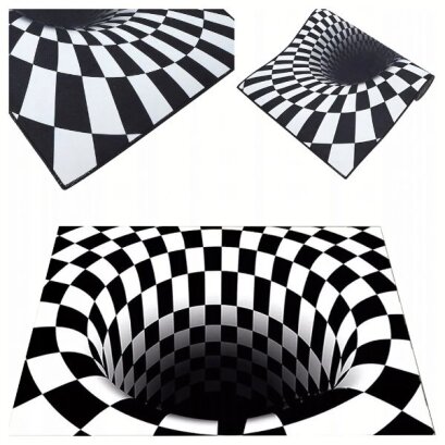 3D optikai illúziós lábtörlő – "fehér lyuk" minta – 60x40 cm
