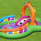 Bestway zenés felfújható vízi játszótér csúszdával – 295×190×137 cm – szórakozás vízzel és játékkal