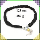 Erős láncos kerékpár- és motorkerékpárzár – 125 cm, 2 kulccsal, nylon borítással