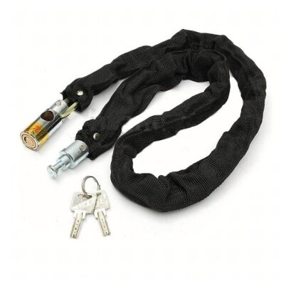 Erős láncos kerékpár- és motorkerékpárzár – 125 cm, 2 kulccsal, nylon borítással