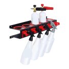 Fali tartó flakonokhoz, spray-khez és vegyszerekhez – masszív fém állvány – 55 × 12 cm