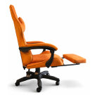Scaun gaming din catifea cu suport pentru picioare, ergonomic, reglabil, cu cadru metalic – Portocaliu