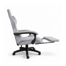 Scaun gaming din catifea cu suport pentru picioare, ergonomic, reglabil, cu cadru metalic – Gri