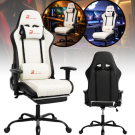 Scaun gaming ergonomic alb cu suport de picioare - design modern minimalist