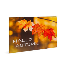 Tablou Halloween cu LED - ”Hello Autumn”- 2 x AA, 40 x 30 cm