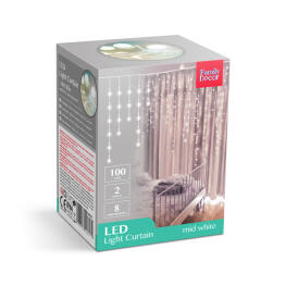 Perdea Luminoasa - 100 buc. LED - Alb - la Retea - IP44 - 2,2 m - 8 Programe